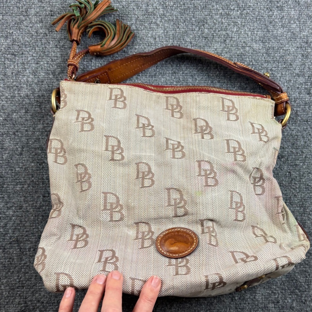 DOONEY & BOURKE Vintage Brown/Cream Hobo Bag Shoulder Bag - Picture 2 of 14